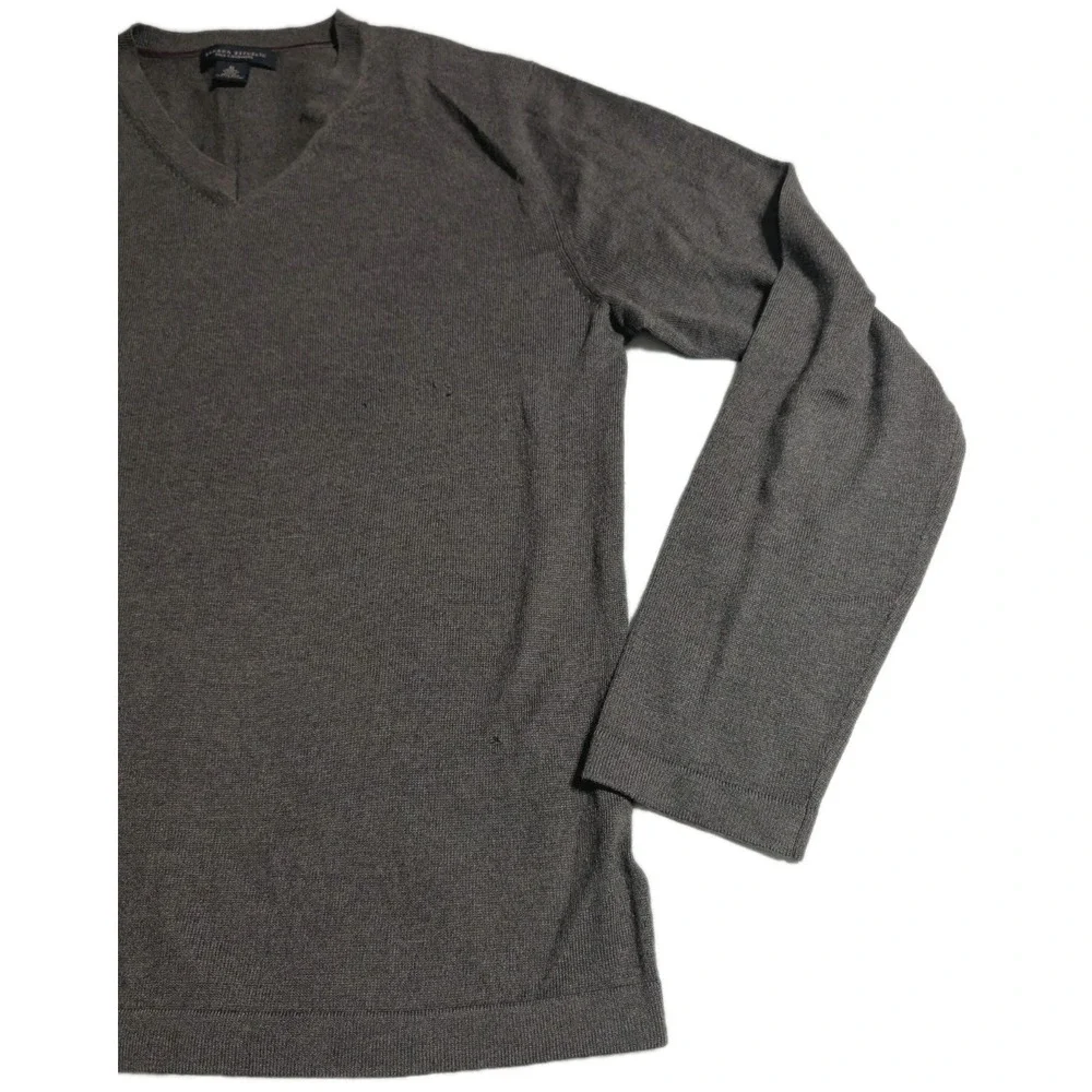 Banana Republic Mens M Silk Cashmere V-Neck Sweater Brown Fine Knit‎ Luxury